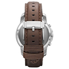 Fossil Leather Mens Quartz Watch Brown & White