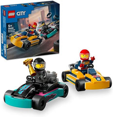 LEGO City Go-Karts and Race Drivers, Racing Vehicle Toy Playset for 5 Plus Year Old Boys, Girls and Fans of Race Car Toys with 2 Driver Minifigures, Small Gift for Preschool Kids 60400