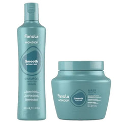 Fanola Smoothing Hair Care Bundle - Anti Frizz Shampoo & Curly Hair Mask Duo (350 ml & 500 ml) for Easier Straightening, Detangling & Deep Nourishment