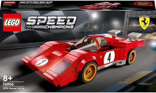 LEGO Speed Champions 1970 Ferrari 512 M Sports Red Race Car Toy, Collectible Model Building Set with Racing Driver Minifigure 76906