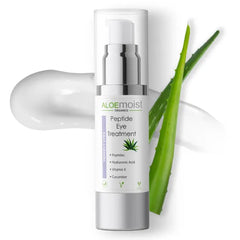 AloeMoist Organics Peptide Eye Cream Anti-Aging, Hydrating Under Eye Cream For Women & Men Dry, Sensitive or Mature Skin Repair, Daily Day & Night Treatment for Fine Lines, Wrinkles, Dark Circles, Bags, Puffiness 0.5 Oz