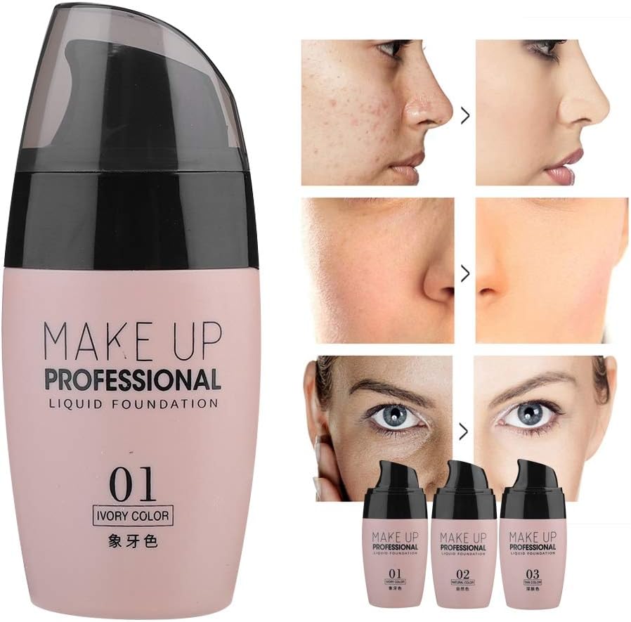 Liquid Foundation Makeup, Liquid Foundation Concealer BB Cream Flaw Pores Covering Moisturizing Oil-control Makeup for Women Girls 15ml(Ivory)