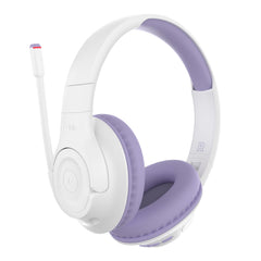 Belkin SoundForm Inspire Wireless Over-Ear Headset for Kids, On-Ear Headphones for Girls and Boys, Online Learning, & Travel with Built-In Microphone - Compatible with iPhone, iPad, Galaxy, and More - Grey/Lila