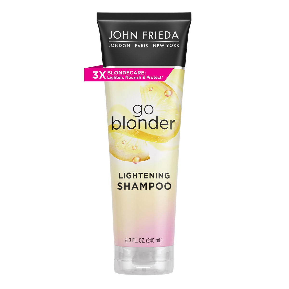 John Frieda Go Blonder Lightening Shampoo for Color-Treated Blonde Hair Paraben, Phthalate, Silicone Free Ammonia Free Cruelty-Free, Vegan Blonde Shampoo 8.25 oz