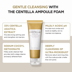 SKIN1004 Madagascar Centella Ampoule Foam, 125mL | Mild and Soothing Face Cleanser with Centella Asiatica Extract | Hydrates and Nourishes Skin | Deep Cleansing Foam