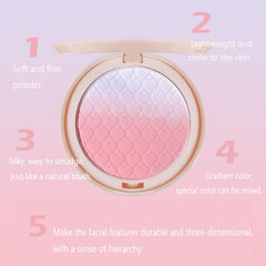 SYOSI Face Matte Pressed Powder Blush, Lasting Lightweight Blendable Soft Gradient Blush Highlighter, Natural-Looking Highly Piamented Facial Contour Highlight Gradient Blush Powder Makeup