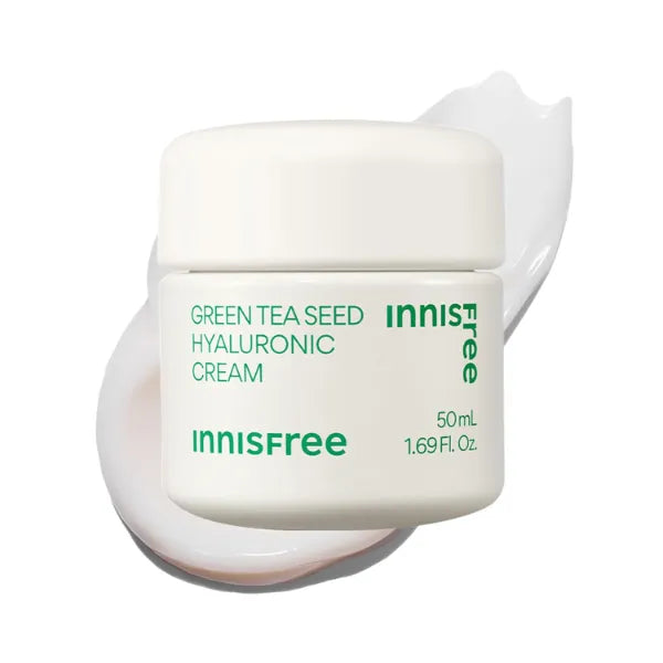 Innisfree Green Tea Seed Hyaluronic Acid Cream With Barrier Boosting Complex and Ceramide, Korean Hydrating Face Moisturizer for Dry Skin