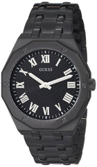 GUESS Men's 42mm Watch - Silver Tone Strap Black Dial Silver Case