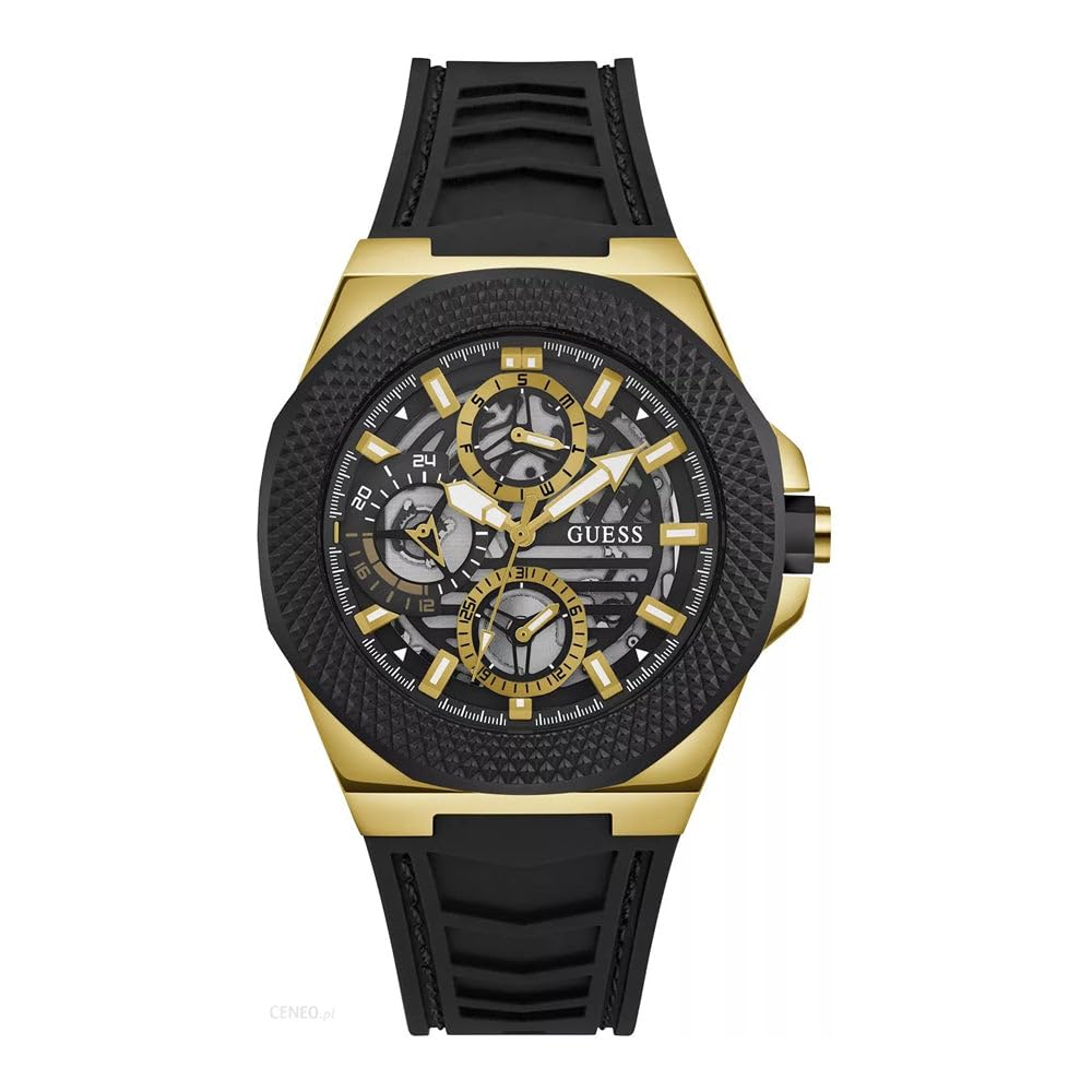 GUESS Men's 44mm Watch - Lime Green Strap Blue Dial Two-Tone Case