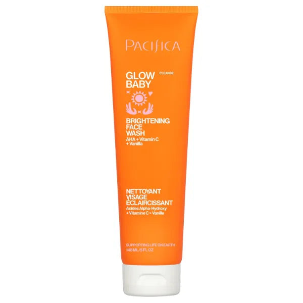 Pacifica Glow Baby Brightening Facial Cleanser 5oz – Vitamin C & Glycolic Acid (AHA) Face Wash for Radiance – Daily Cleanser for Anti-Aging Exfoliating for Smooth, Even Glowing Skin Vegan Clean Beauty