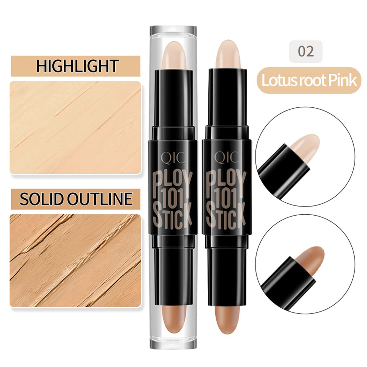 SOMGKIN Highlight Contour Stick, 2 in 1 Makeup Shading Stick, Face Highlighters Sticks, Concealer Contour Highlighter Stick,Cruelty Free Makeup,double-end face concealer contouring sticks cream (02)