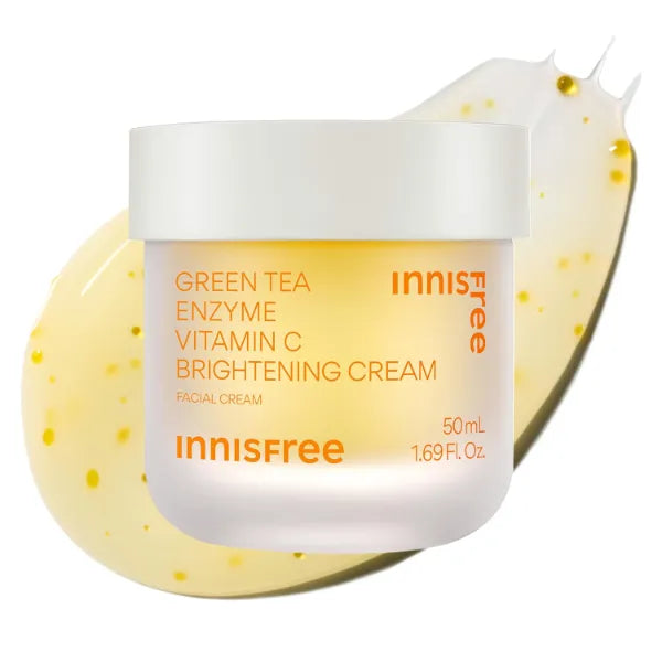 Innisfree Green Tea Enzyme Vitamin C Brightening Cream, Korean Face Moisturizer for Dark Spots, Hydration & Radiant Skin, 1.69 Fl Oz