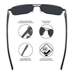 PUKCLAR Pilot Men Polarized Sunglasses Lightweight Rectangular Sunglasses for Man Women with UV400 Protection for Driving Golf