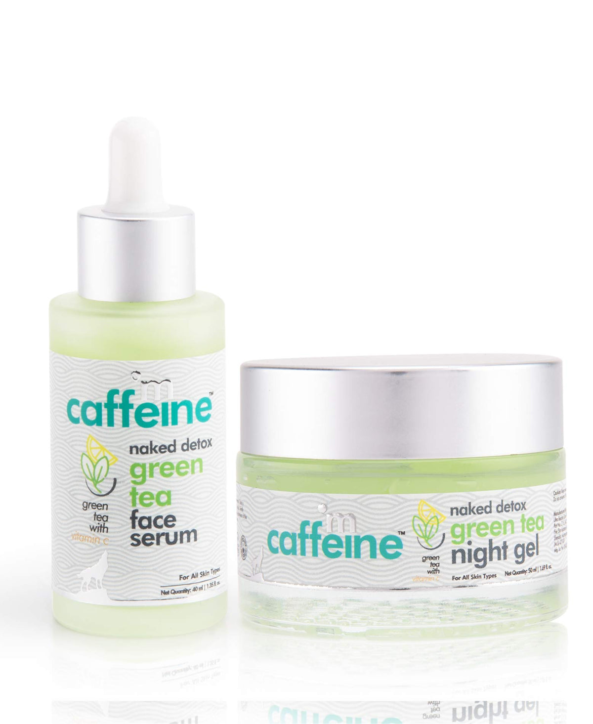 MCaffeine Green Tea Night Hydration Routine with Face Serum & Night Gel | Enriched with Vitamin C | Soothing & Calming Aroma
