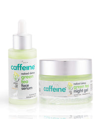 MCaffeine Green Tea Night Hydration Routine with Face Serum & Night Gel | Enriched with Vitamin C | Soothing & Calming Aroma