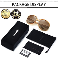 Joopin Polarized Sunglasses for Women, Ladies Big Frame Polarized Eyewear UV400 Protection Driving Fishing - Brown/Gradient Brown