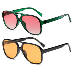 Freckles Mark Vintage Retro 70s Sunglasses for Women Men Classic Large Squared Aviator Frame UV400 Trendy Orange Glasses