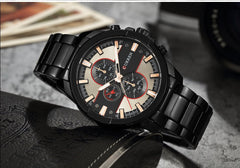 CURREN Original Men's Sports Waterproof Stainless steel band quartz Wrist Watch 8274 - black