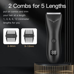 VUCATIN Trimmer for Men Body Grooming Kit, Electric Body Balls Trimmer for Men Pubic Groin Hair Trimmer, Professional Hair Clippers Shaving Machines for Male Hygiene Razor with LCD Display (Black)