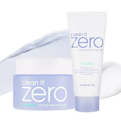 BANILA CO Clean It Zero Calming Double Cleanse Set Calming Cleansing Balm 100ml + Foam Cleanser 150ml CICA, Madecassoside Korean Vegan Cleanser for Sensitive Skin