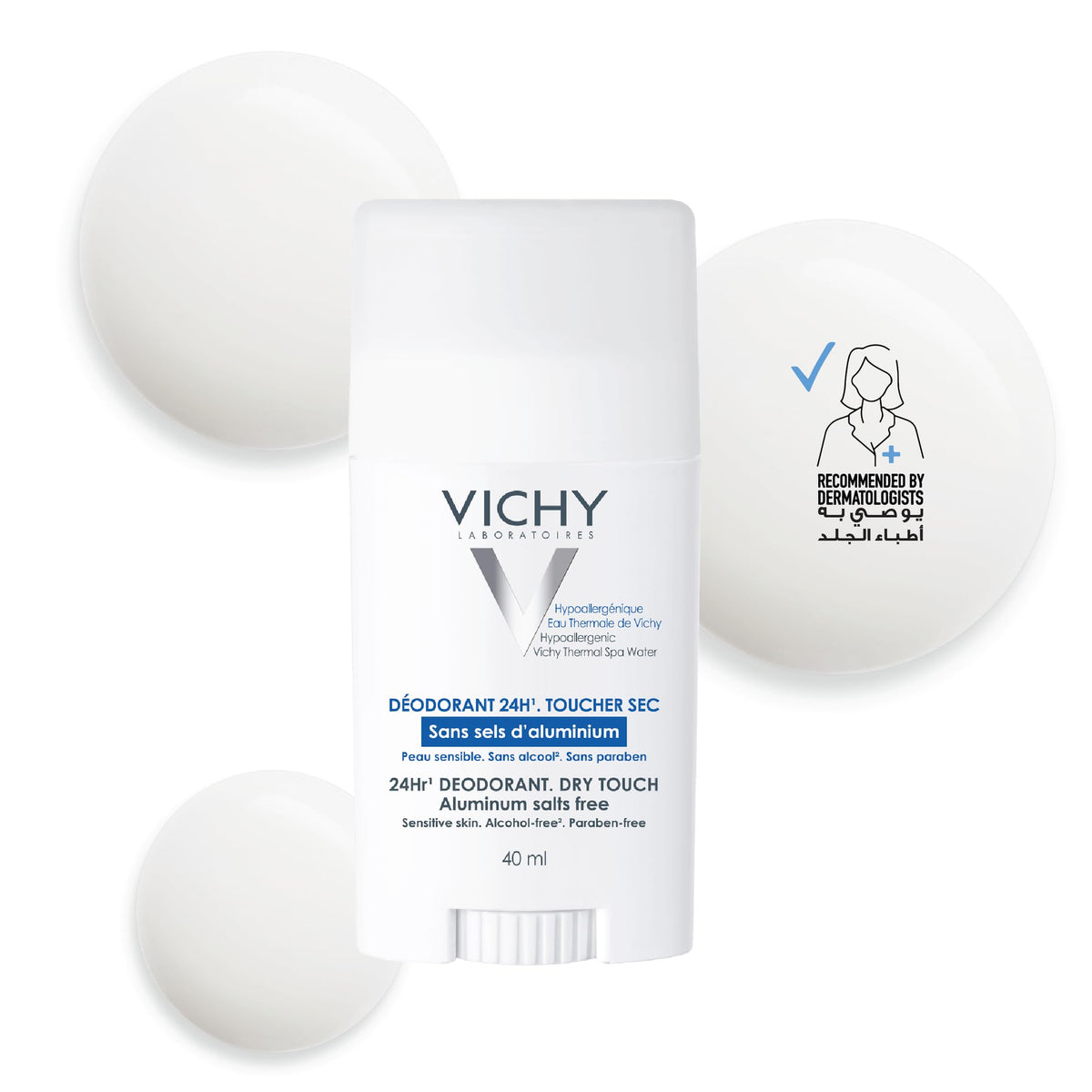 Vichy 24 Hour Mineral Aluminium Free Deodorant Stick for Sensitive Skin 40ml