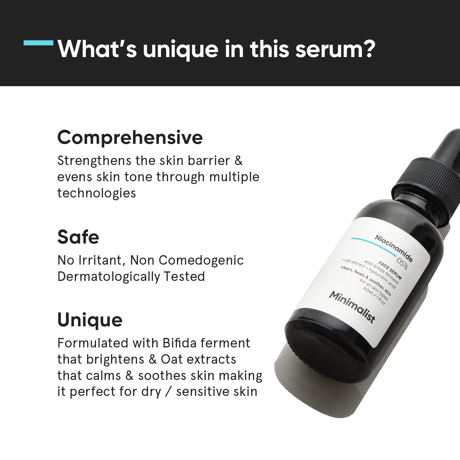 Minimalist Niacinamide 5% Face Serum with Vit B3 & Hyaluronic Acid for Clear Glowing Skin | Helps Reduce Dullness & Sun Damage, Hydrates & Repairs Skin Barrier | For Dry & Sensitive Skin | 30ml