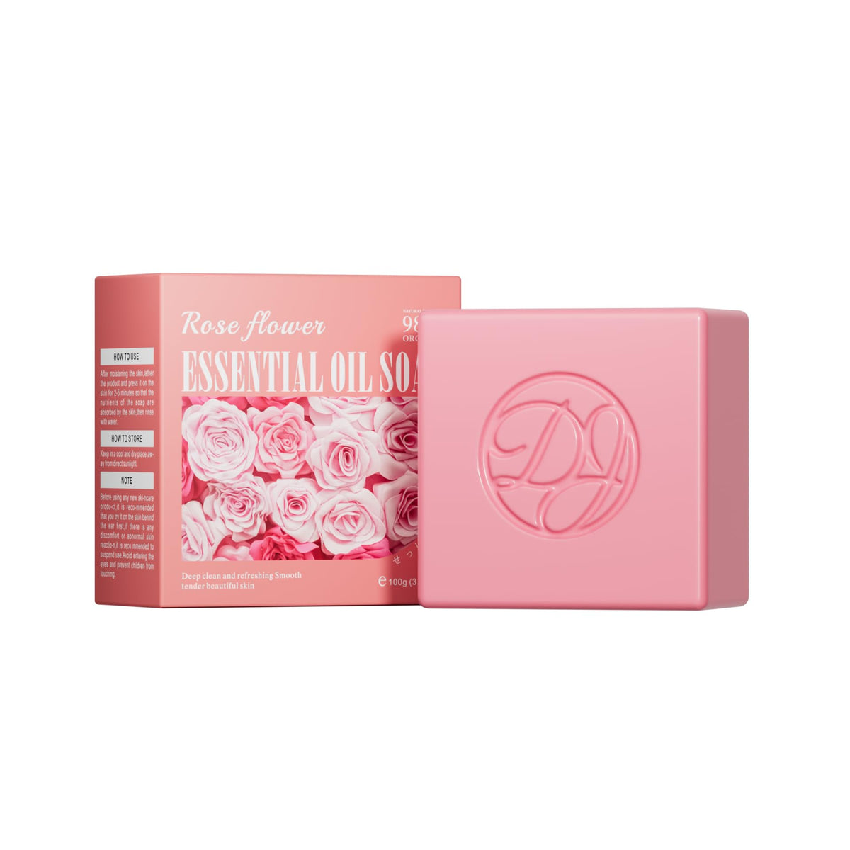 KORNTEEN Rose Flower Essential Oil Soap, 100g, Multi-Purpose, Rich Lather, Deep Cleanse, Refreshing, Oil Control, Silky Smooth