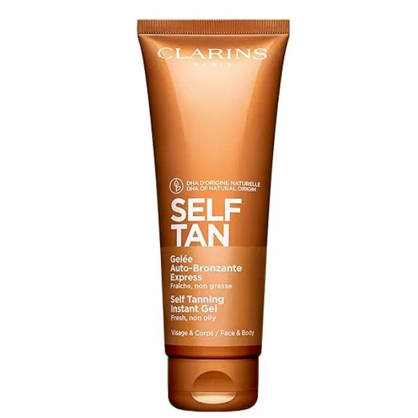 Clarins Self Tanning Tinted Gel Self Tanner For Face and Body Natural, Long Lasting, Streak Free, Buildable, Instant Tan Non Staining and Fast Absorbing Contains Glycerin