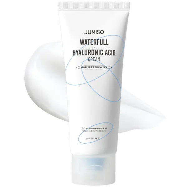 JUMISO Waterfull Hyaluronic Cream - Korean Face Moisturizer with 3-Complex Hyaluronic Acid 5 Microbiome Deep Hydration Sebum Control - Vegan Fragrance-Free All Skin Types, 3.38 oz.