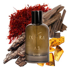 Ixora A3 Perfume - Luxurious Oriental Fragrance with Oud Al Bakhoor, White Oud, Saffron, and Amber Notes
