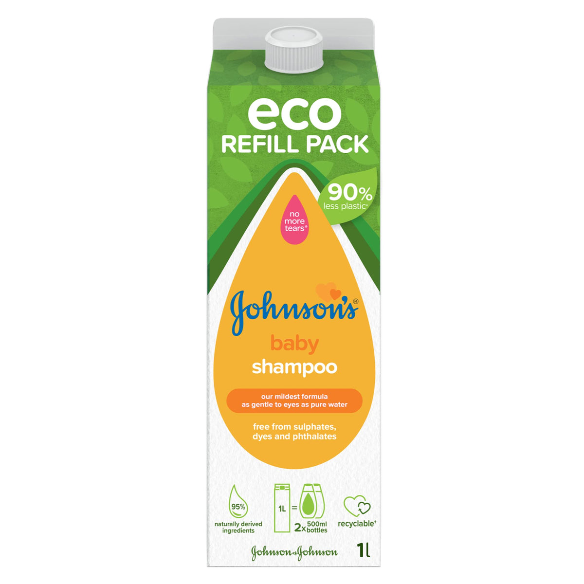 Johnson's Baby Johnson Baby Gold Shampoo, Hypoallergenic & pH Balanced for Babyâ€™s Delicate Skin, Eco Refill Pack for 90% Less Plastic 1000 ml