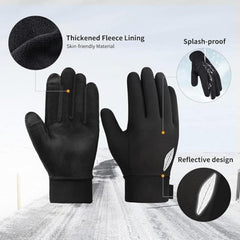 CLENEA Kids Winter Touch Screen Gloves, Waterproof Cold Weather Warm Running Sports Mittens, Full Finger Gloves, Splash Proof and Anti Slip, Skin Friendly, for Aged 8-10 Boy and Girl, Black