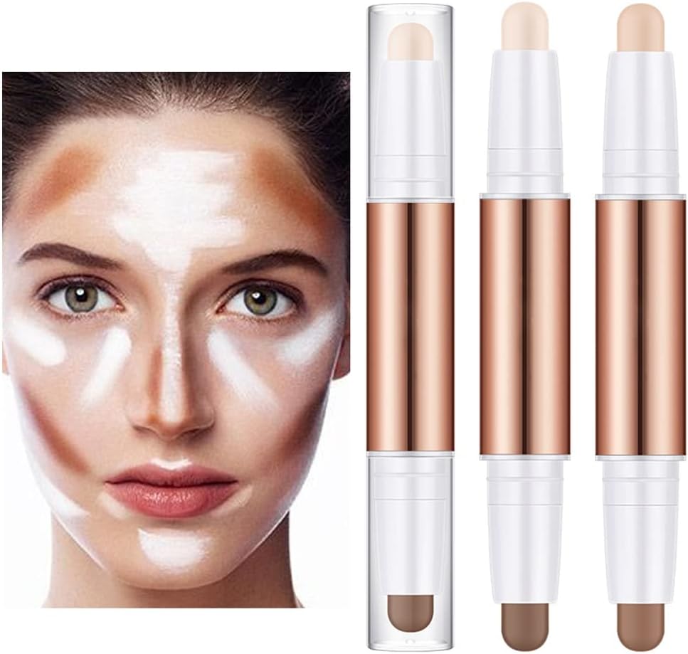 Women Facial Make Up Double-Headed Stick Portable Highlighter Shadow Bronzers Contouring Cosmetics for Professional, Type 1