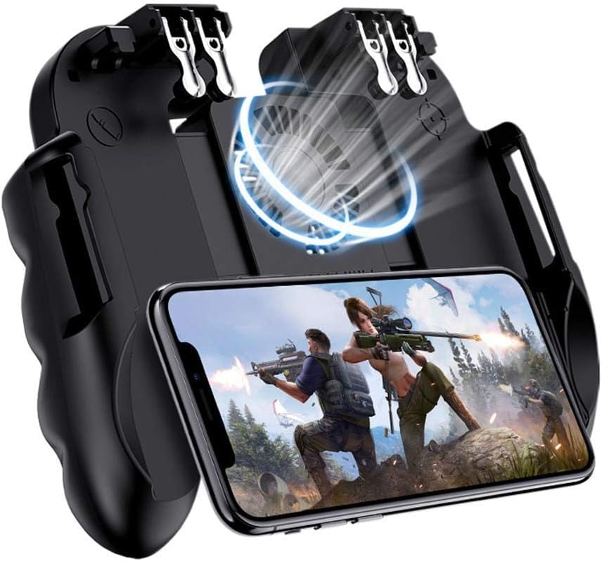 OSYA Mobile Game Controller For PUBG, Goglor Android & Iphone L1R1 Aim And Shoot Triggers Joystick Gamepad With Cooling Fan For Battle Royalet(include 2 Finger Sleeve)