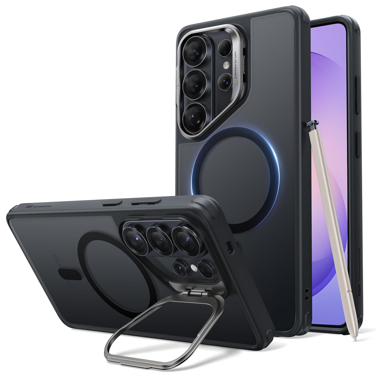 ESR for Samsung Galaxy S26 Ultra Case with Stand, Compatible with MagSafe, Military-Grade Drop Protection Magnetic Phone Case for Samsung Galaxy S26 Ultra, Scratch-Resistant Back Cover, Frosted Black