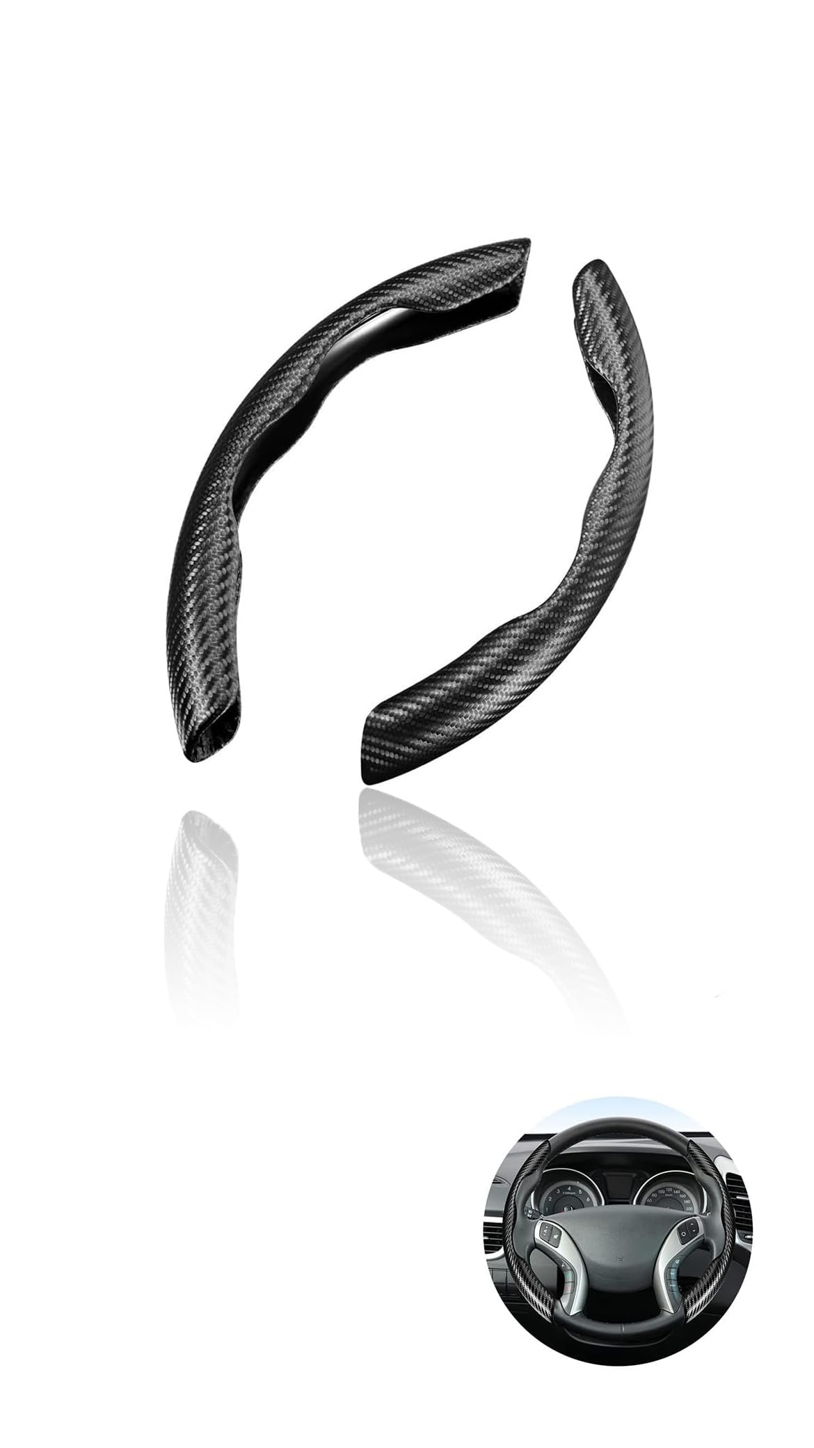 Sweet seven Carbon Fiber Steering Wheel Cover - Non-Slip Universal Fit for Men and Women - Enhance Safety and Style - Black Car Wheel Protector Accessory