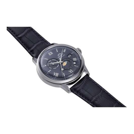 Orient Bambino Version 9 Stainless Steel Automatic Dress Watch with Weekly Calendar - Midnight Blue