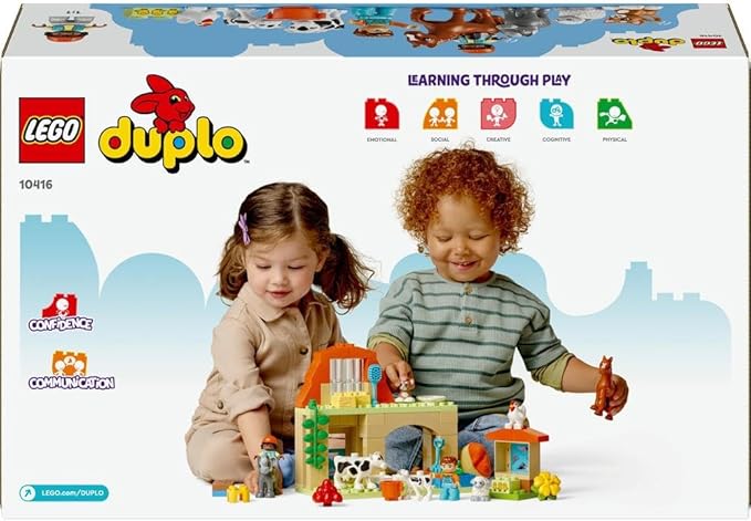 LEGO DUPLO Town Caring for Animals at the Farm Toys for Toddlers, Farmhouse with Horse, Cow and Chicken Figures, Learning Toy Set for Kids, Girls & Boys Aged 2 Plus 10416