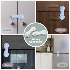 IBAMA 6-Pack Baby Safety Locks Child Safety Locks Baby Proof Cabinet Latches Childproof Drawer Latches 3M Adhesives Multi-Purpose for Furniture Kitchen Cupboards Fridge Closet-White