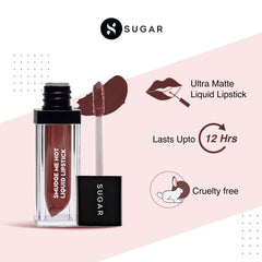 Sugar Cosmetics Smudge Me Waterproof Longwear Matte Liquid Lipstick 20 Cocoa Amo (Mocha Brown), For All Skin Types, 0.15 fl oz