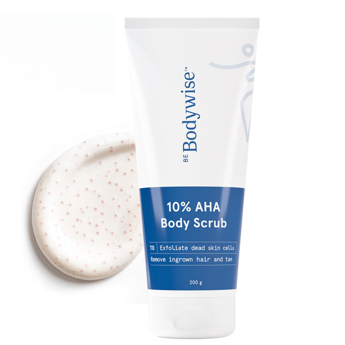 Be Bodywise 10% Lactic AHA Exfoliating Body Scrub (200g) | For Tan Removal & Soft-Smooth Skin | For Women | De-Tan Bathing Scrub with Centella Water & Aloe Vera