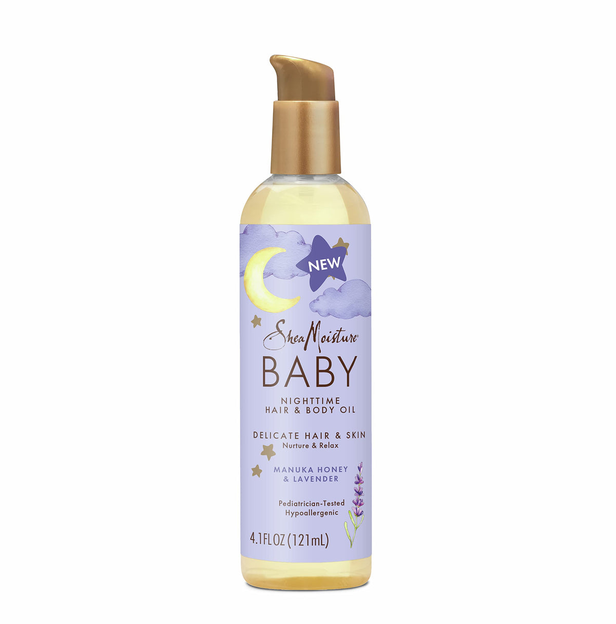 SHEA MOISTURE Baby Hair and Body Oil for Delicate Hair and Skin Manuka Honey and Lavender Nighttime Hair and Skin Care Regimen 4.1 oz
