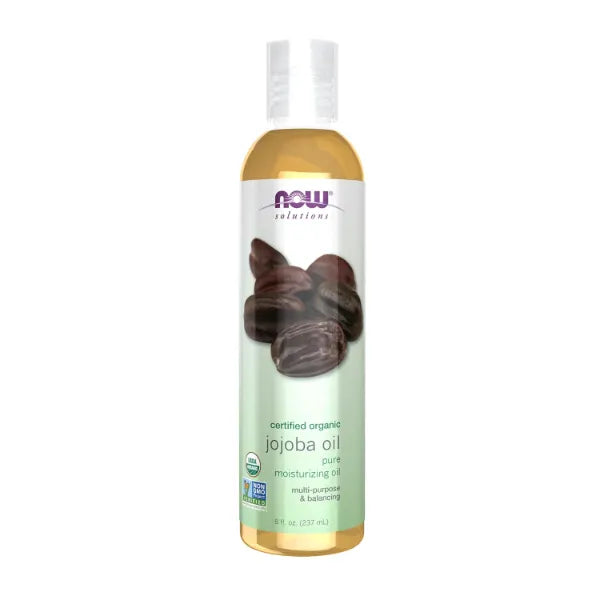 NOW Foods Solutions, Organic Jojoba, Moisturizing Multi-Purpose Oil for Face, Hair and Body, 8-Ounce