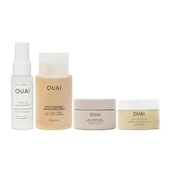 OUAI Travel Kit Includes Travel Size Leave In Conditioner, Detox Shampoo, Fine to Medium Hair Mask, Scalp & Body Scrub