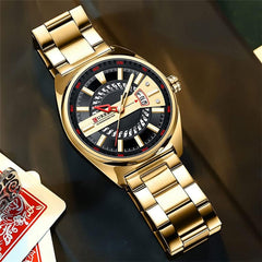 CURREN Men's Quartz Sports Brand Luxury Business Waterproof Automatic Date Stainless - GOLD