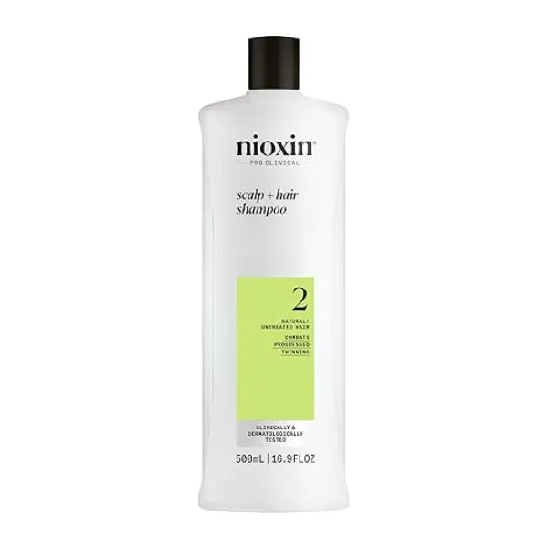 Nioxin System 2 Scalp + Hair Thickening Shampoo for Natural Hair with Progressed Thinning Cleanse & Boost Hair Density with Niacinamide & Biotin
