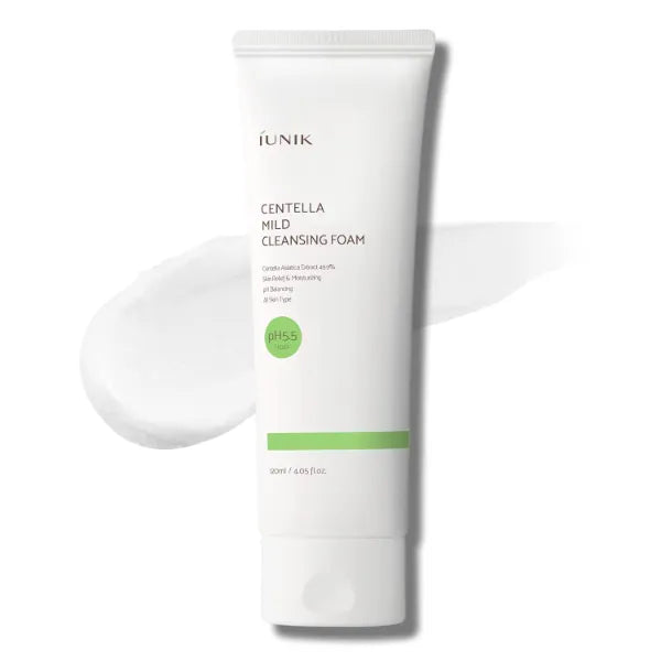 IUNIK Centella Mild Facial Foaming Cleanser - Asiatica 49% Moisturizing pH Balancing for Oily Dry Senstivie Acne-prone