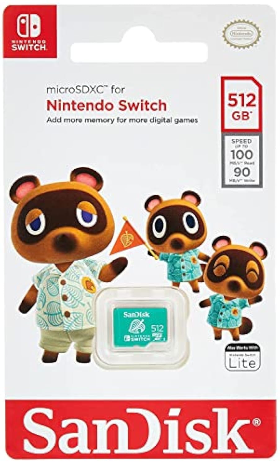 SanDisk 512GB microSDXC™ UHS-I card for Nintendo Switch – 512GB, 100MB/s read; 90MB/s write - SDSQXAO-512G-GN3ZN