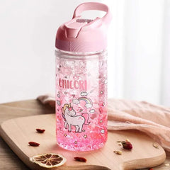 OOTD Unicorn Water Bottle for Girls, Cute Girl's Bottles for School, Unicorn Water Bottle with Straw and Safety lock, 400ML/13.5oz Kids Water-Bottles for School's Kids Girlss
