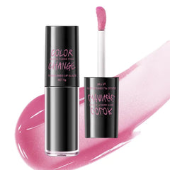 Grospe Pink Color Change Lip Gloss, Hydrating & High-Shine Lip Oil, Moisturizing Lip Balm with Natural Color-Adapting Finish